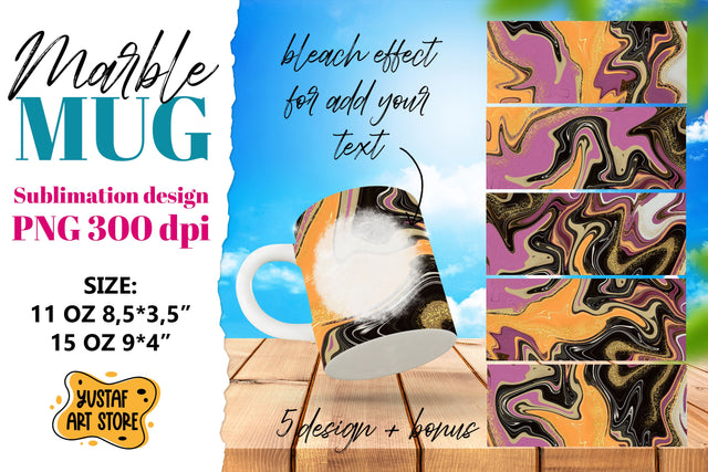 Marble sublimation mug. Fluid paint 5 design 11oz 15oz mug Sublimation Yustaf Art Store 