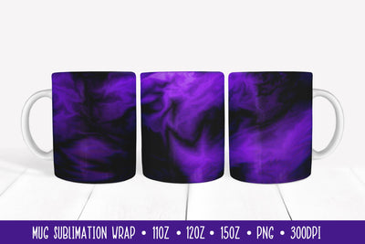 Marble Texture Mug Sublimation Design. Black Purple Mug Wrap Sublimation LaBelezoka 