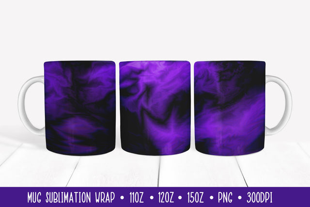 Marble Texture Mug Sublimation Design. Black Purple Mug Wrap Sublimation LaBelezoka 