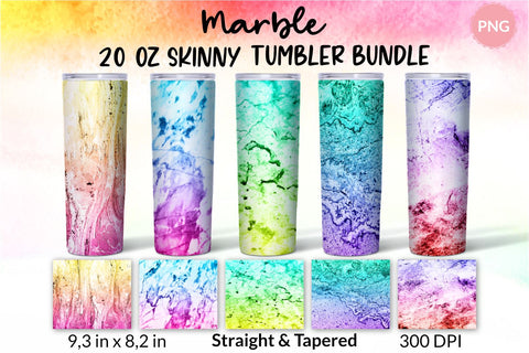 Marble Tumbler, Yellow Pink, Blue Purple, Teal Yellow, Teal Purple, Purple Red, Abstarct Ombre Colorful Tumbler, Gradient Wrap Design Sublimation Bundle for 20 Oz Skinny Tumbler Straight and Tapered PNG Sublimation KatineDesign 