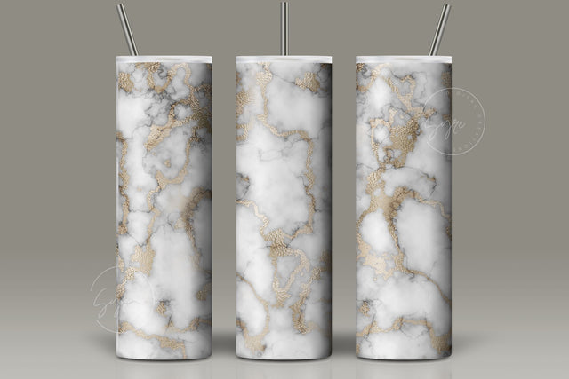 Marble White Black and Gold Abstract Sublimation, Skinny Tumbler 20 oz Design Wrap PNG, Seamless Sublimation Design, Skinny Travel Tumbler Sublimation Syre Digital Creations 
