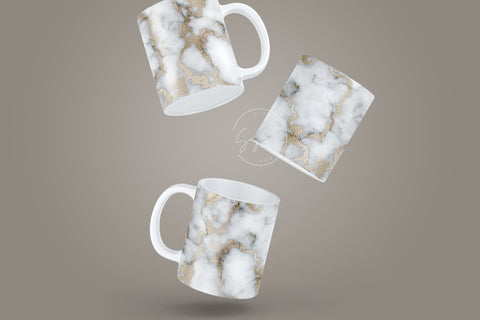 Marble White Black and Gold Abstract Sublimation Wrap Design, Marble Mug Wrap, 11 & 15 Oz Mug Cricut Press Sublimation Wrap, Marble Pattern Sublimation Syre Digital Creations 