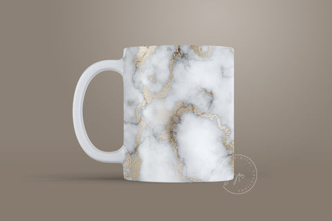 Marble White Black and Gold Abstract Sublimation Wrap Design, Marble Mug Wrap, 11 & 15 Oz Mug Cricut Press Sublimation Wrap, Marble Pattern Sublimation Syre Digital Creations 