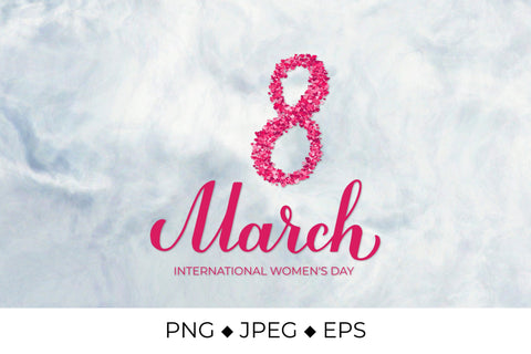 March 8 calligraphy lettering. International Women’s Day Sublimation LaBelezoka 