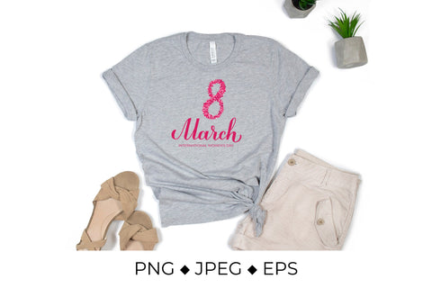 March 8 calligraphy lettering. International Women’s Day Sublimation LaBelezoka 