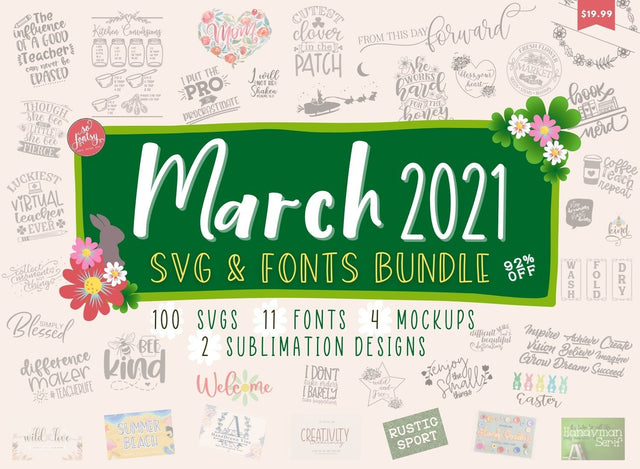 March SVG and Fonts Bundle Bundle So Fontsy Design Shop 