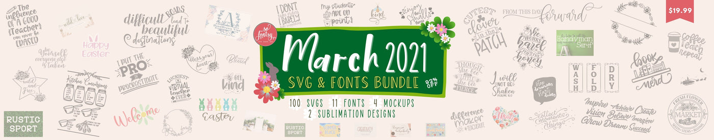 March SVG and Fonts Bundle