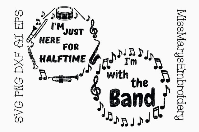 Marching Band Musical Monogram Rings SVG MissMarysEmbroidery 