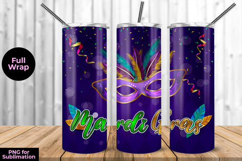 Mardi Gras 20 oz Skinny Tumbler Wrap Sublimation Design Sublimation Sublimatiz Designs 