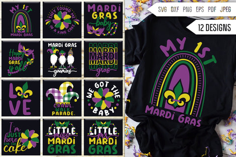 Mardi Gras Baby Svg Bundle. Mardi Gras Svg. New Orleans Svg. Newborn Mardi Gras Svg. Beads Svg. Mardi Gras Clipart digital download SVG Mint And Beer Creations 