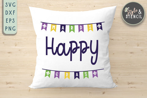 Mardi Gras Banner SVG - Mardi Gras SVG Style and Stencil 