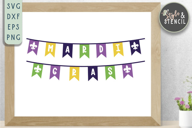 Mardi Gras Banner SVG - Mardi Gras SVG Style and Stencil 