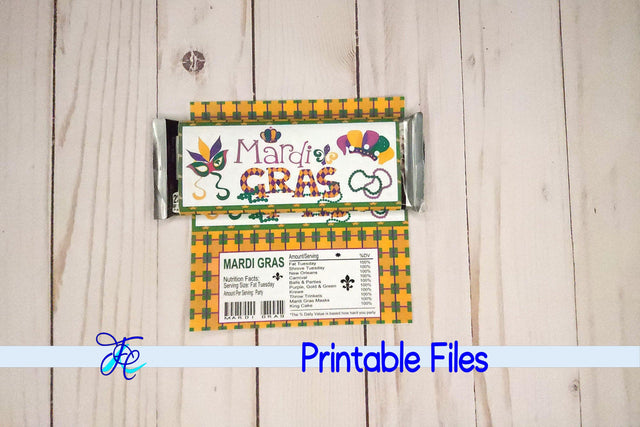 Mardi Gras Candy Bar Wrapper v1 3D Paper Family Creations 