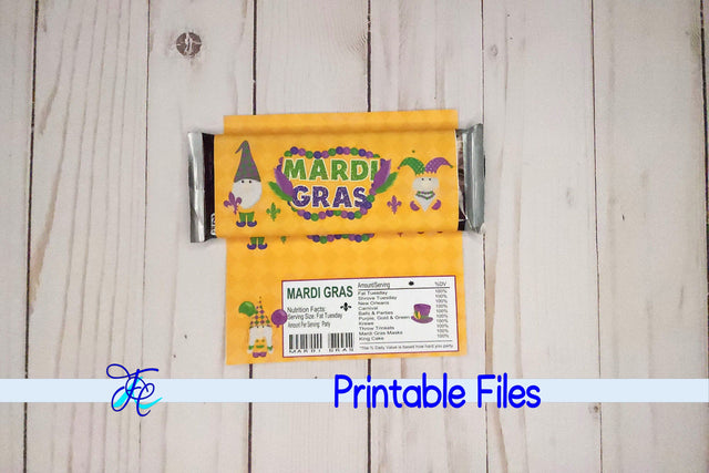 Mardi Gras Candy Bar Wrapper v2 3D Paper Family Creations 