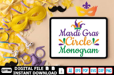 Mardi Gras Circle Monogram SVG Craftlabsvg24 
