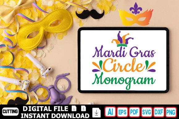 Mardi Gras Circle Monogram SVG Craftlabsvg24 