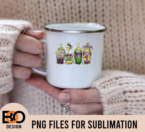 Mardi Gras Coffee Cups Png Sublimation Design, Mardi Gras Png, Coffee Cups Png, Fleur De Lis Png, Mardi Gras CoffeePng, Digital Download Sublimation BOO-design 