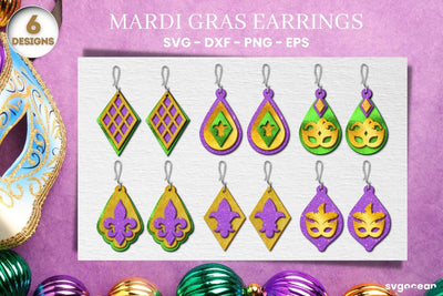 Mardi Gras Earrings| Earrings SVG Bundle | Laser Cut SVG SvgOcean 