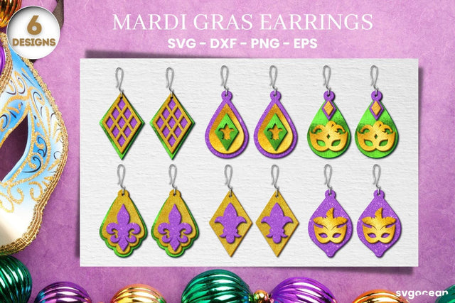 Mardi Gras Earrings| Earrings SVG Bundle | Laser Cut SVG SvgOcean 