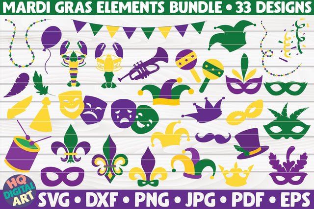 Mardi Gras Elements SVG Bundle | 33 designs SVG HQDigitalArt 