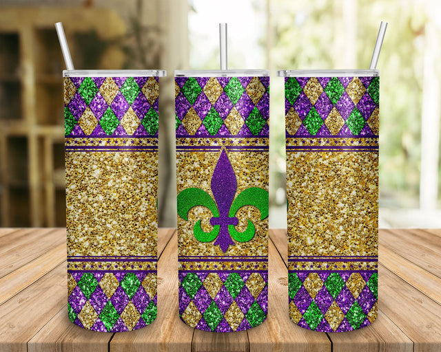 Mardi Gras fleur De Lis 20oz Skinny Tumbler Png Sublimate Designs, Happy Mardi Gras png, Sublimate Designs Download Sublimation BOO-design 