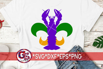 Mardi Gras Fleur de Lis Crawfish SVG DXF EPS PNG SVG Greedy Stitches 