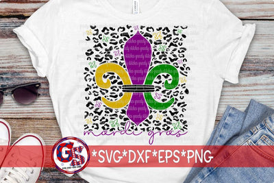 Mardi Gras Fleur De Lis Leopard SVG DXF EPS PNG SVG Greedy Stitches 