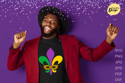 Mardi Gras | Fleur De Lis with mask| Layered cut file SVG Klava P 