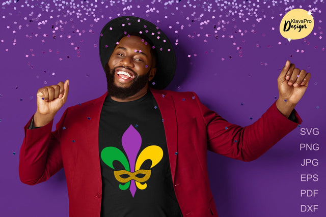 Mardi Gras | Fleur De Lis with mask| Layered cut file SVG Klava P 