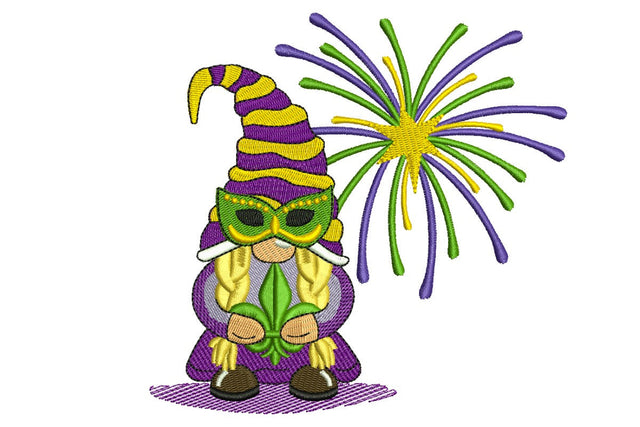Mardi Gras Girl Gnome Embroidery Designs, Holiday Embroidery Designs Embroidery/Applique DESIGNS NextEmbroidery 