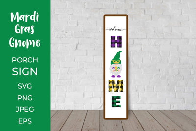 Mardi Gras Gnome Porch Sign. Vertical Front Sign SVG LaBelezoka 