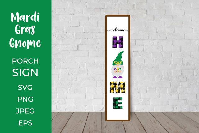 Mardi Gras Gnome Porch Sign. Vertical Front Sign SVG LaBelezoka 
