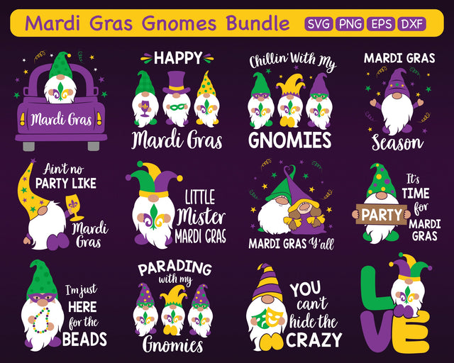 Mardi Gras Gnomes Bundle, Gnomes Svg, Mardi Gras Svg SVG SvgMonkeys 