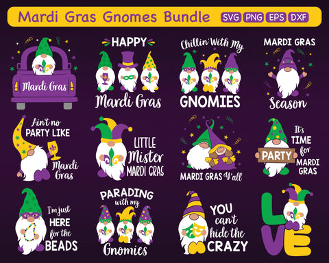 Mardi Gras Gnomes Bundle, Gnomes Svg, Mardi Gras Svg SVG SvgMonkeys 