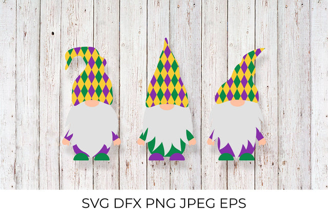 Mardi Gras gnomes. Fat Tuesday traditional carnival in New Orleans SVG LaBelezoka 