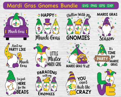 Mardi Gras Gnomes Svg Bundle, Gnomes Svg, Mardi Gras Svg SVG SvgMonkeys 