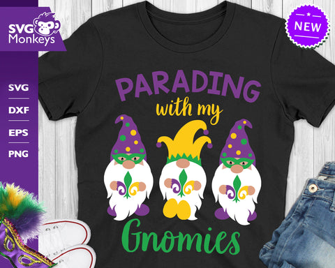 Mardi Gras Gnomes Svg, Parading With My Gnomies Svg SVG SvgMonkeys 