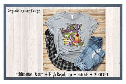 Mardi Gras, Hand Drawn Louisiana State Map, PNG Sublimation Design Sublimation Keepsake Treasures Designs LLC. 