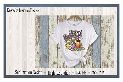 Mardi Gras, Hand Drawn Louisiana State Map, PNG Sublimation Design Sublimation Keepsake Treasures Designs LLC. 