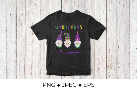 Mardi Gras hand lettering with cute Nordic gnomes Sublimation LaBelezoka 