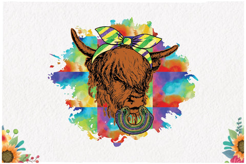 Mardi Gras Highland Cow Sublimation Sublimation Jagonath Roy 