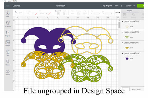 Mardi Gras Jester Mask Layered Mandala - 3D Layered SVG file, 4 layers SVG Digital Honeybee 