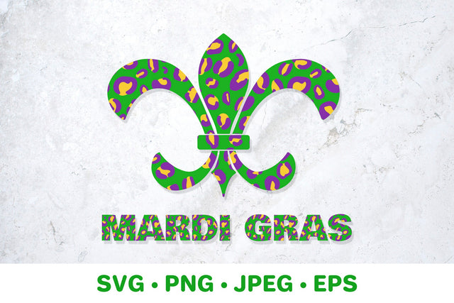 Mardi Gras. Leopard Fleur de Lis. Fat Tuesday SVG LaBelezoka 