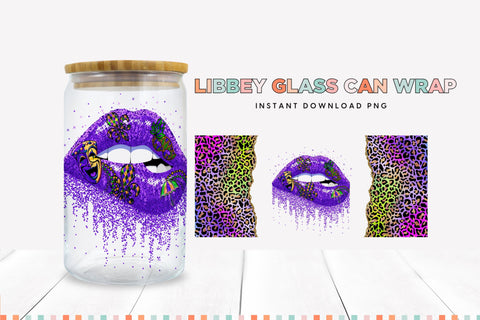 Mardi Gras Libbey Glass Sublimation Wrap PNG Sublimation BijouBay 