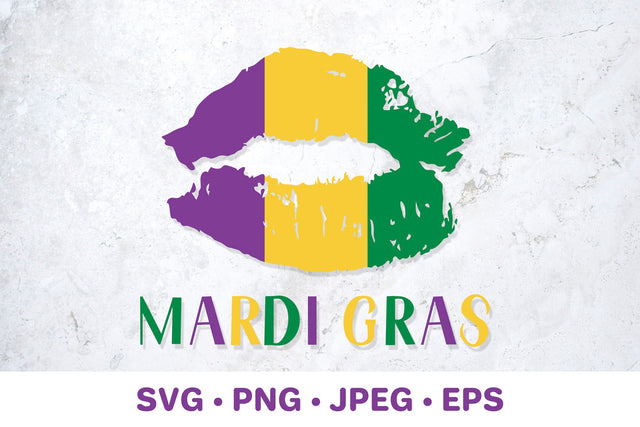 Mardi Gras Lips. Lipstick Kiss SVG LaBelezoka 