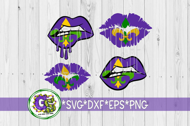 Mardi Gras Lips SVG DXF EPS PNG SVG Greedy Stitches 