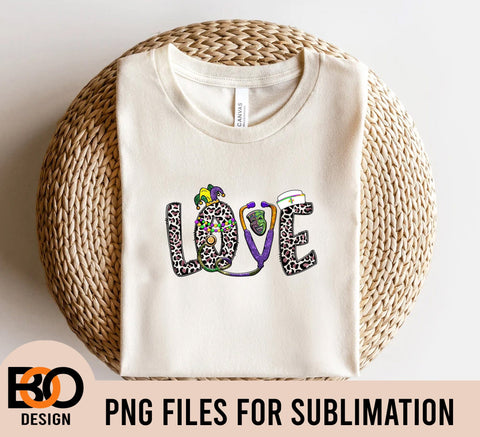 Mardi Gras Love stethoscope nurse png, Mardi Gras Nurse png, Mardi Gras Sublimation Designs Download Sublimation BOO-design 