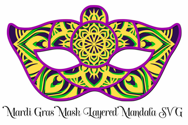 Mardi Gras Mask Layered 3D Mandala SVG SVG Digital Honeybee 