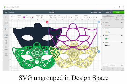Mardi Gras Mask Layered 3D Mandala SVG SVG Digital Honeybee 