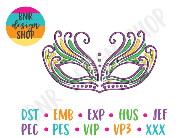 Mardi Gras Mask Machine Embroidery Design Embroidery/Applique BNRDesignShop 